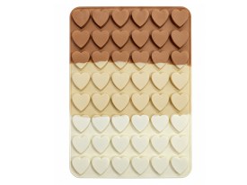 Molde silicona tricolor marron 48 corazones chicos